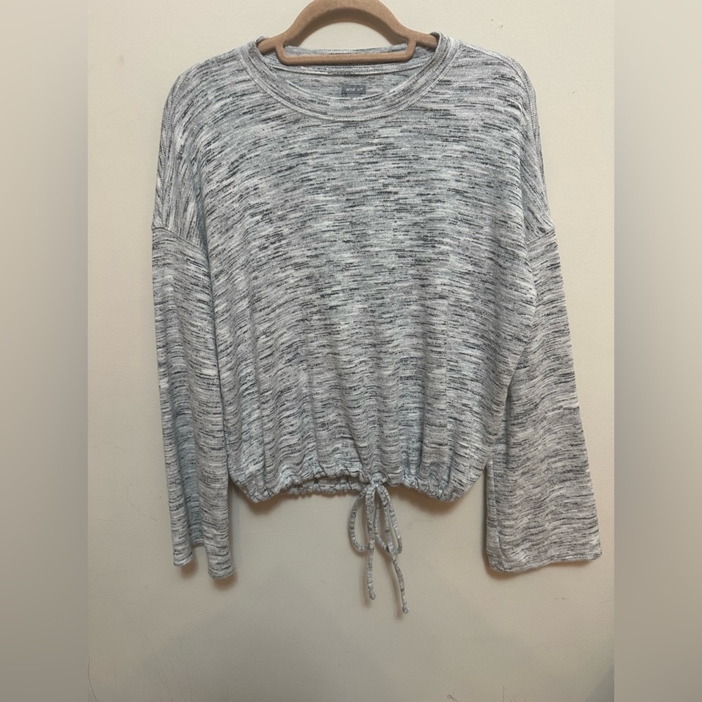Aerie Gray Marled Drawstring Hem Long Sleeve Top Oversized Size XS
